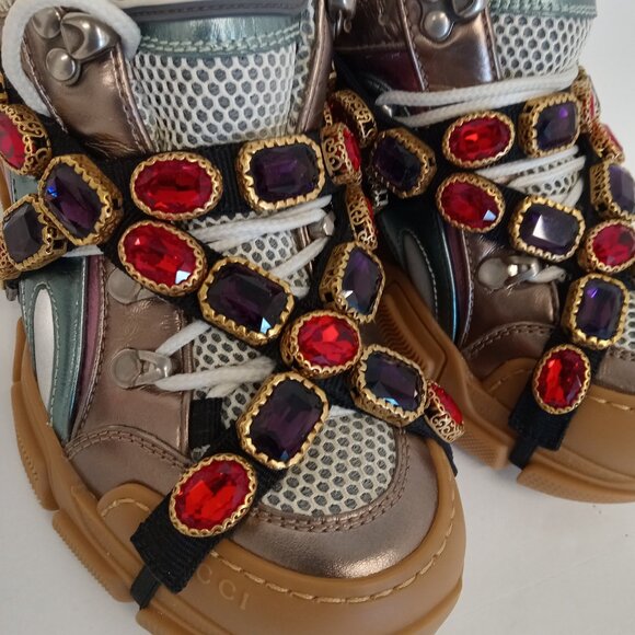 GUCCI Women's 'Multicolor' Flashtrek Sneakers w/ Crystals - EU36/US6 - Picture 5 of 13